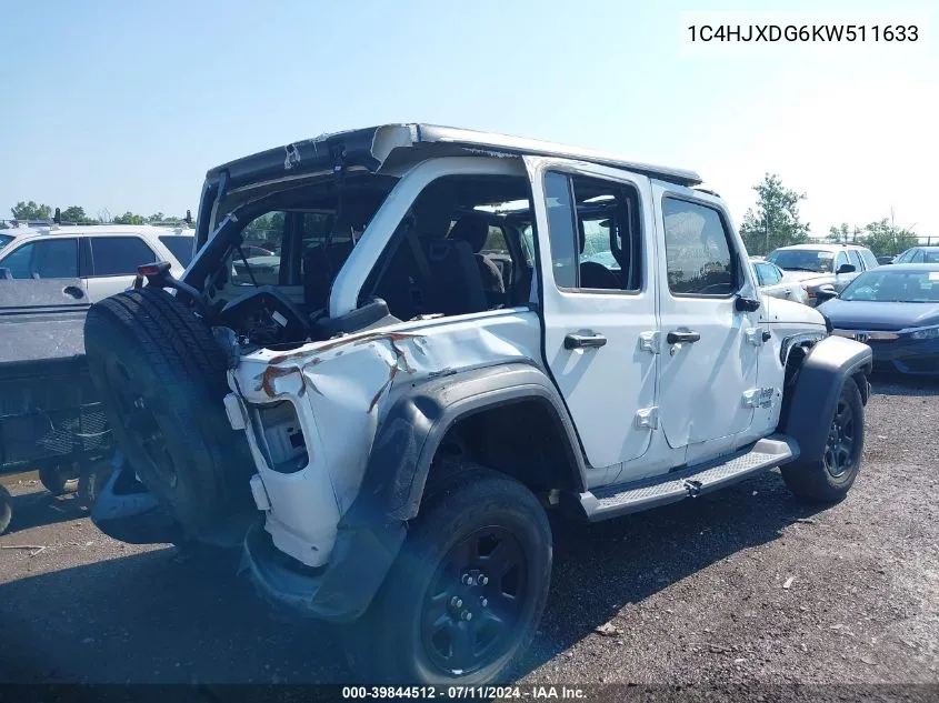 1C4HJXDG6KW511633 2019 Jeep Wrangler Unlimited Sport 4X4