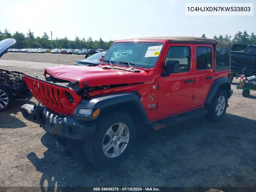 2019 Jeep Wrangler Unlimited Sport S 4X4 VIN: 1C4HJXDN7KW533803 Lot: 39849270