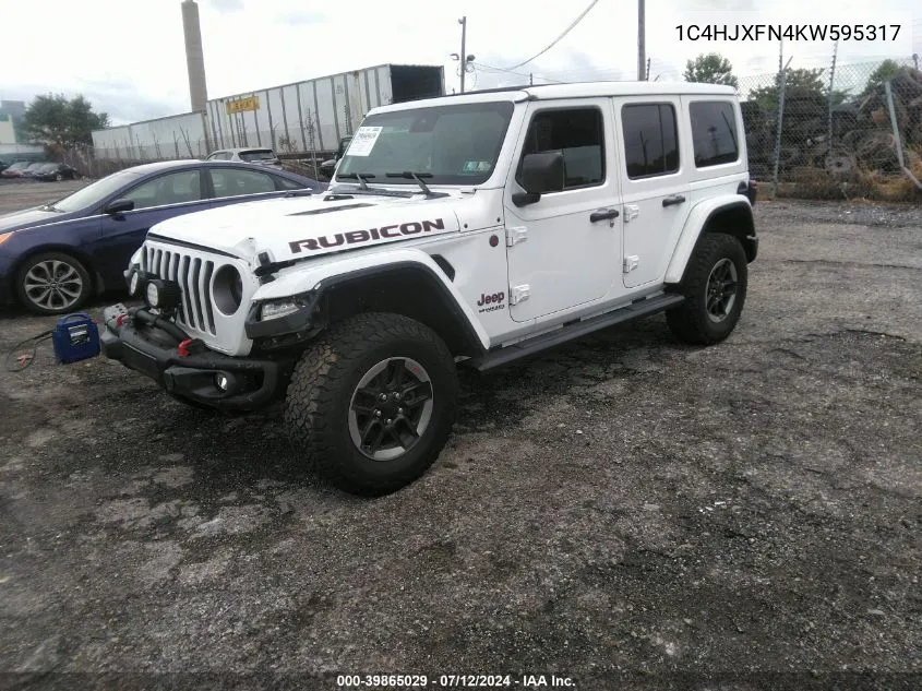 2019 Jeep Wrangler Unlimited Rubicon 4X4 VIN: 1C4HJXFN4KW595317 Lot: 39865029