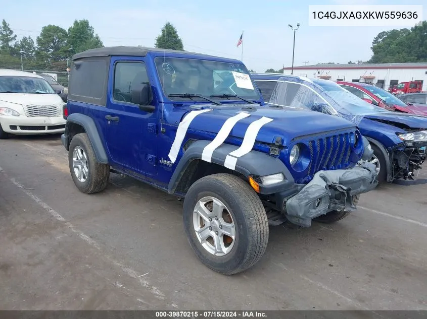 2019 Jeep Wrangler Sport S 4X4 VIN: 1C4GJXAGXKW559636 Lot: 39870215