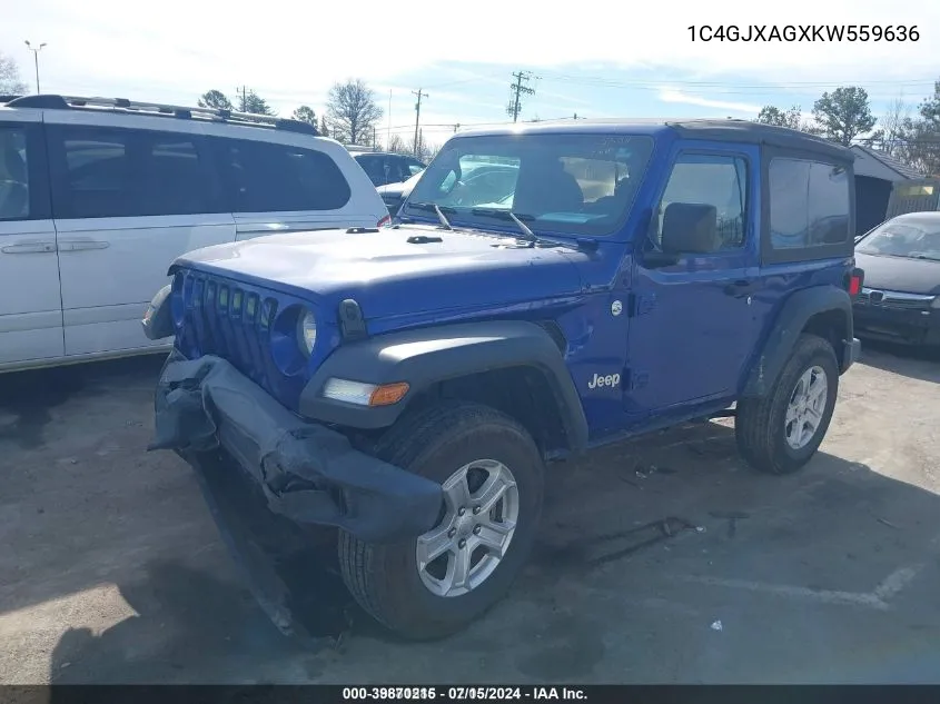 1C4GJXAGXKW559636 2019 Jeep Wrangler Sport S 4X4