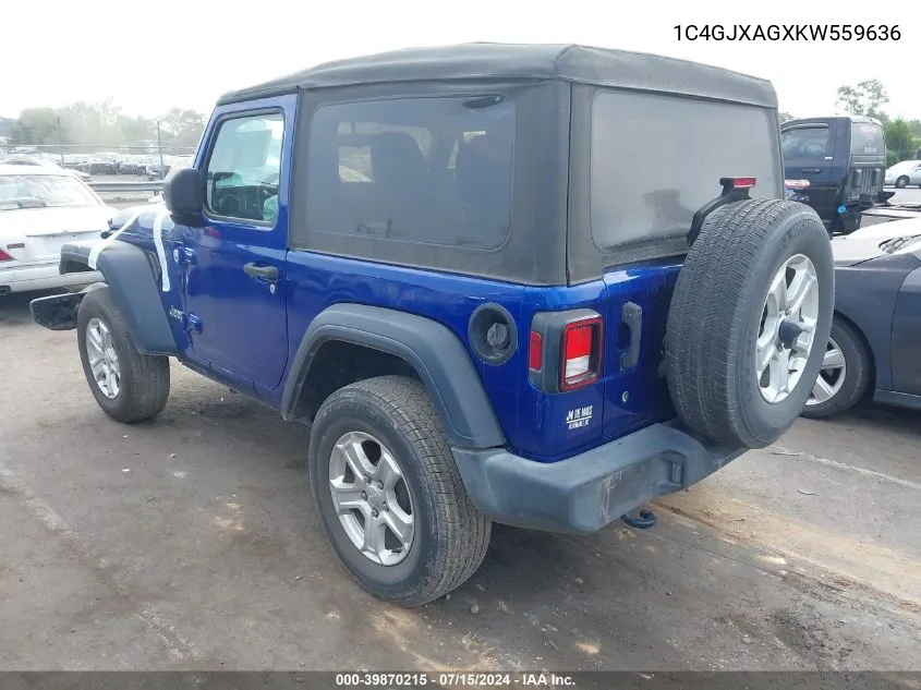 2019 Jeep Wrangler Sport S 4X4 VIN: 1C4GJXAGXKW559636 Lot: 39870215