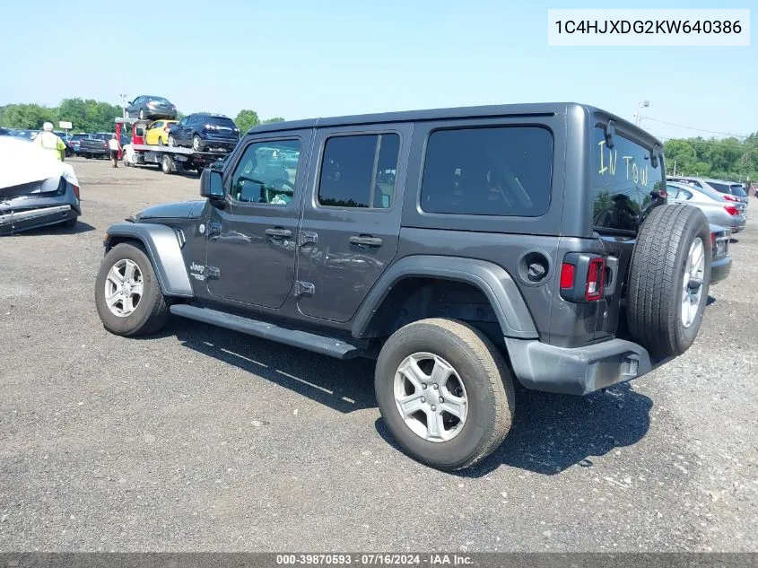 2019 Jeep Wrangler Unlimited Sport S 4X4 VIN: 1C4HJXDG2KW640386 Lot: 39870593