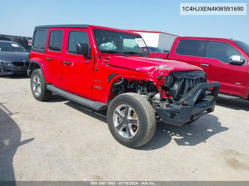 2019 Jeep Wrangler Unlimited Sahara 4X4 VIN: 1C4HJXEN4KW591690 Lot: 39871663