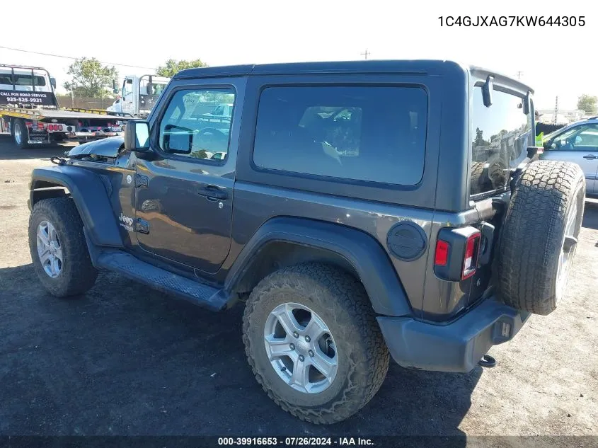 1C4GJXAG7KW644305 2019 Jeep Wrangler Sport S 4X4