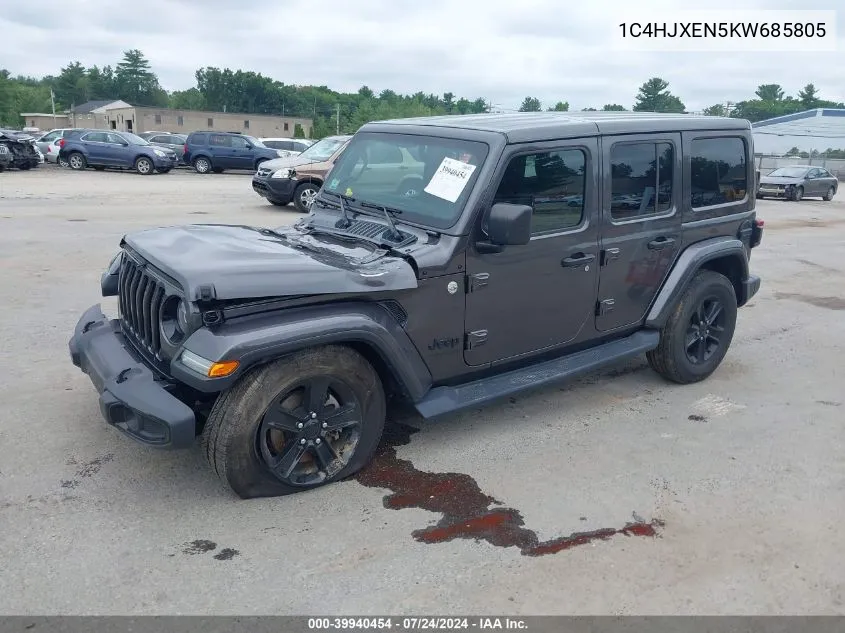 2019 Jeep Wrangler Unlimited Sahara Altitude 4X4 VIN: 1C4HJXEN5KW685805 Lot: 39940454