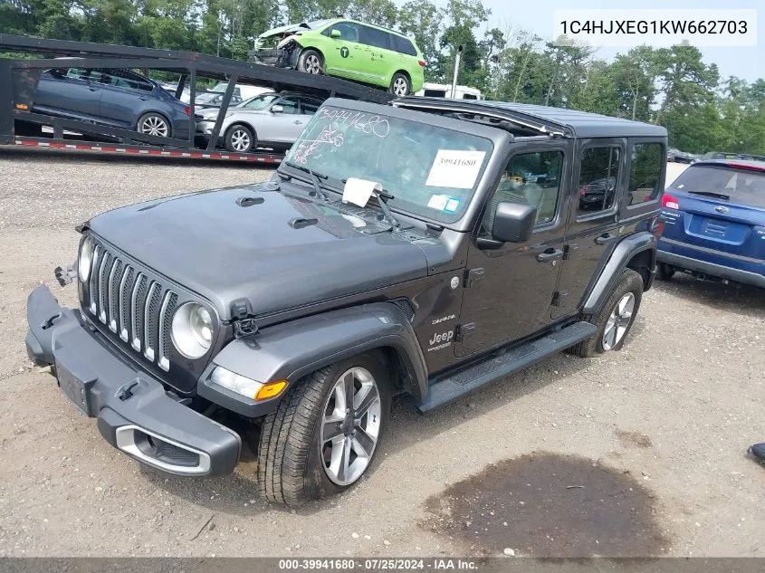 2019 Jeep Wrangler Unlimited Sahara 4X4 VIN: 1C4HJXEG1KW662703 Lot: 39941680