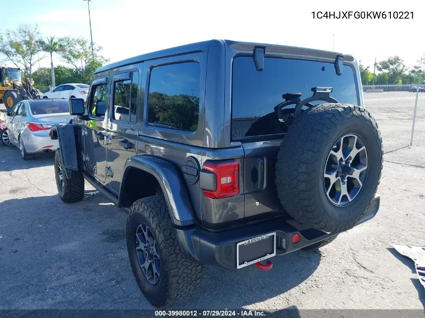 1C4HJXFG0KW610221 2019 Jeep Wrangler Unlimited Rubicon 4X4