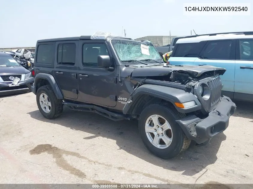 1C4HJXDNXKW592540 2019 Jeep Wrangler Unlimited Sport S 4X4