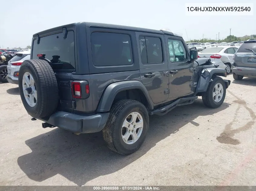 2019 Jeep Wrangler Unlimited Sport S 4X4 VIN: 1C4HJXDNXKW592540 Lot: 39988588