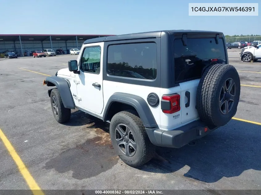 2019 Jeep Wrangler Sport VIN: 1C4GJXAG7KW546391 Lot: 40008362