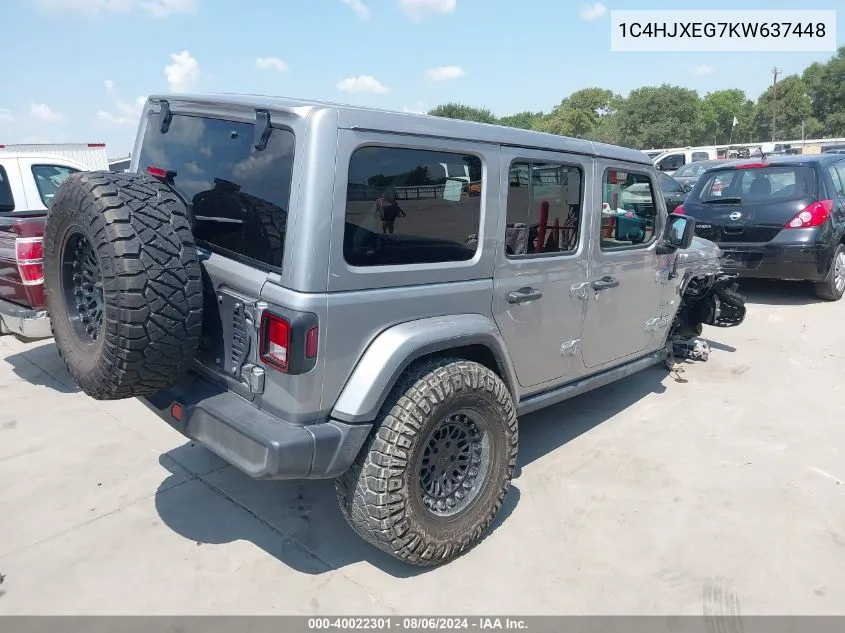 2019 Jeep Wrangler Unlimited Sahara VIN: 1C4HJXEG7KW637448 Lot: 40022301