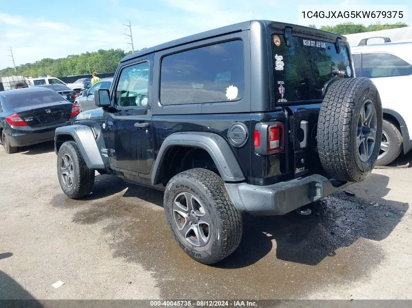 2019 Jeep Wrangler Sport VIN: 1C4GJXAG5KW679375 Lot: 40045735