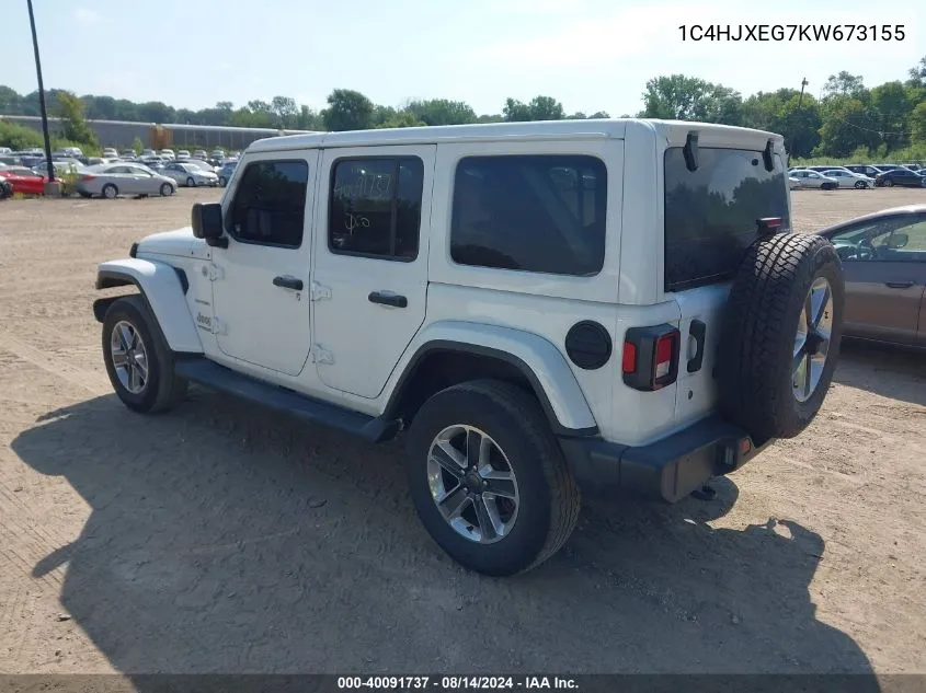 2019 Jeep Wrangler Unlimited Sahara VIN: 1C4HJXEG7KW673155 Lot: 40091737