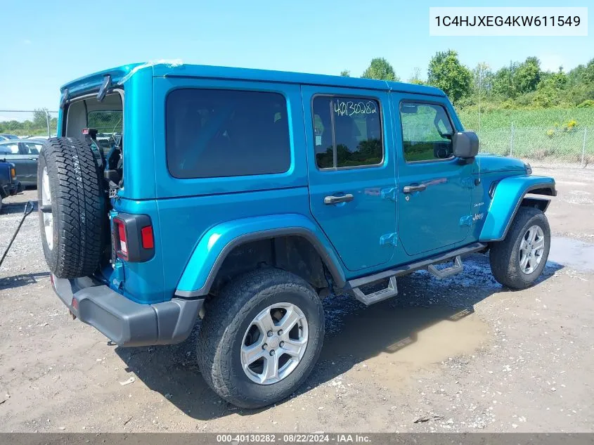 2019 Jeep Wrangler Unlimited Sahara VIN: 1C4HJXEG4KW611549 Lot: 40130282