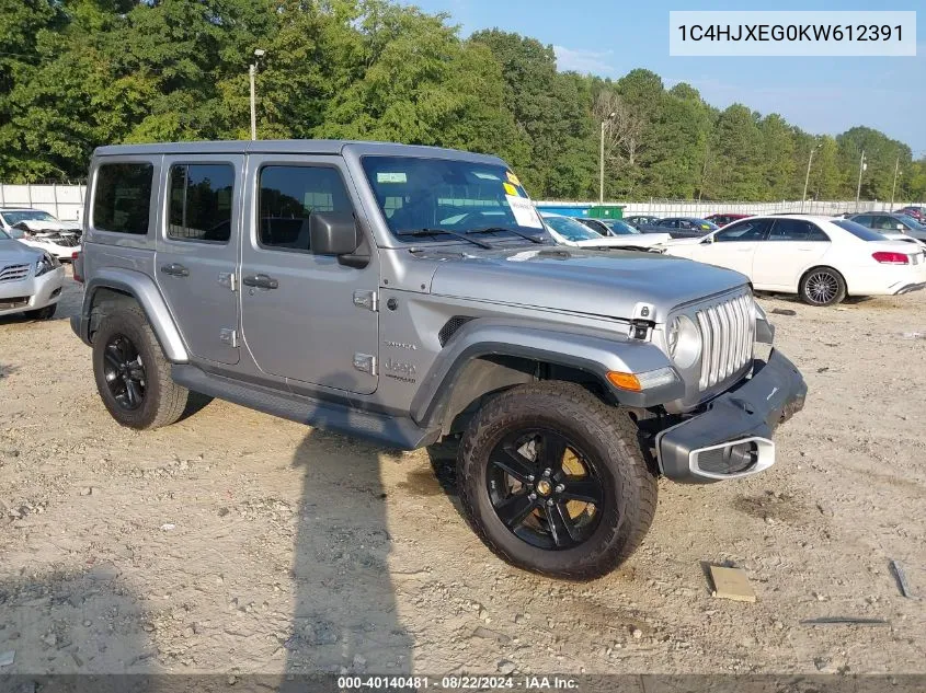 2019 Jeep Wrangler Unlimited Sahara 4X4 VIN: 1C4HJXEG0KW612391 Lot: 40140481