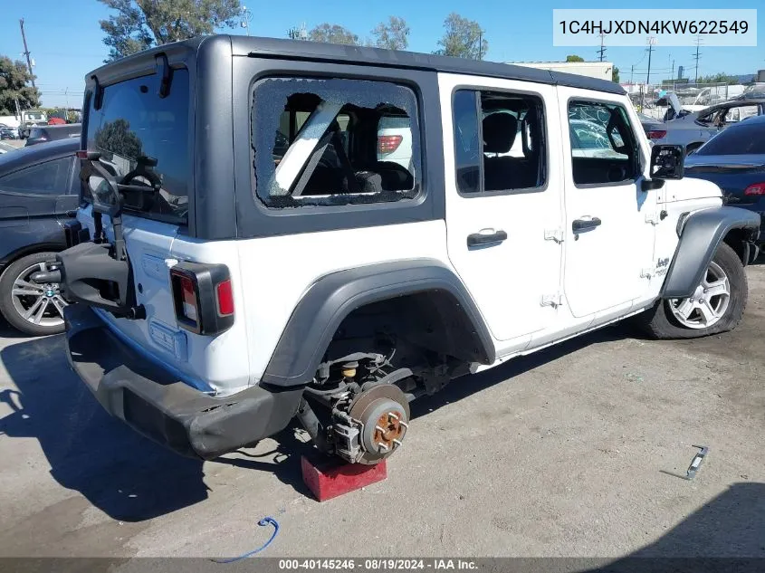 1C4HJXDN4KW622549 2019 Jeep Wrangler Unlimited Sport S 4X4