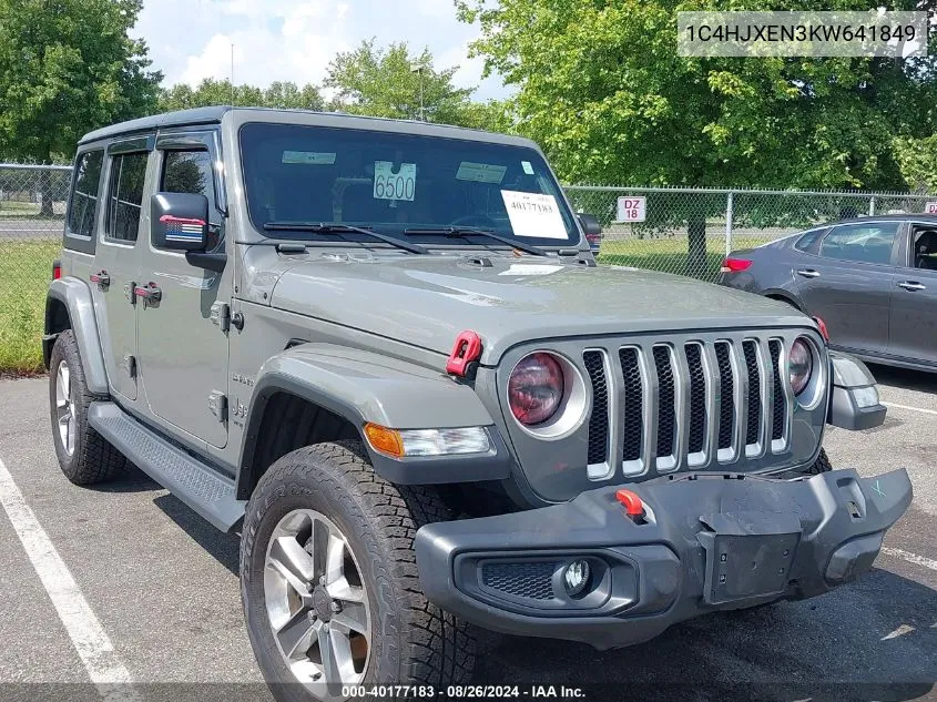 2019 Jeep Wrangler Unlimited Sahara 4X4 VIN: 1C4HJXEN3KW641849 Lot: 40177183