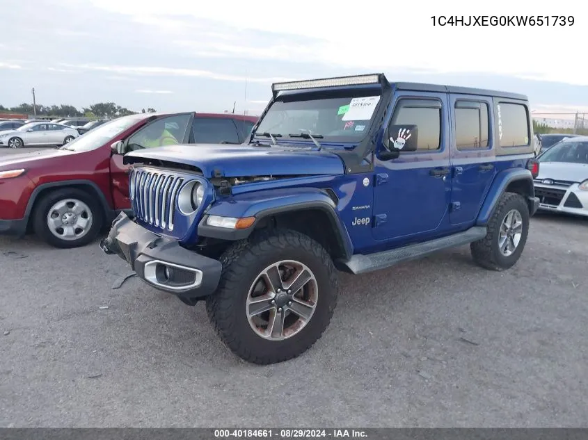 1C4HJXEG0KW651739 2019 Jeep Wrangler Unlimited Sahara 4X4