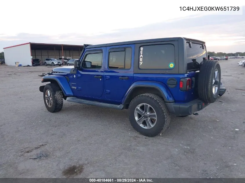 1C4HJXEG0KW651739 2019 Jeep Wrangler Unlimited Sahara 4X4