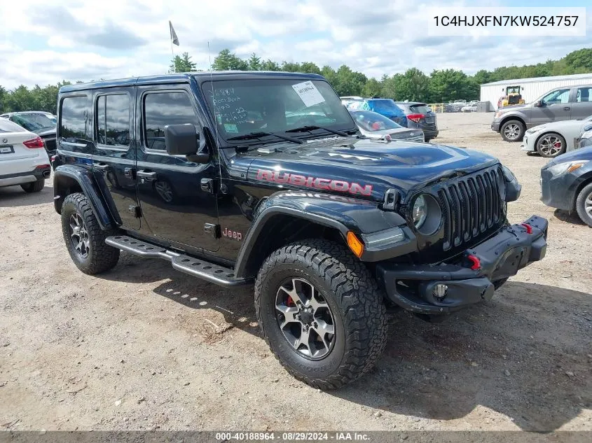 1C4HJXFN7KW524757 2019 Jeep Wrangler Unlimited Rubicon 4X4