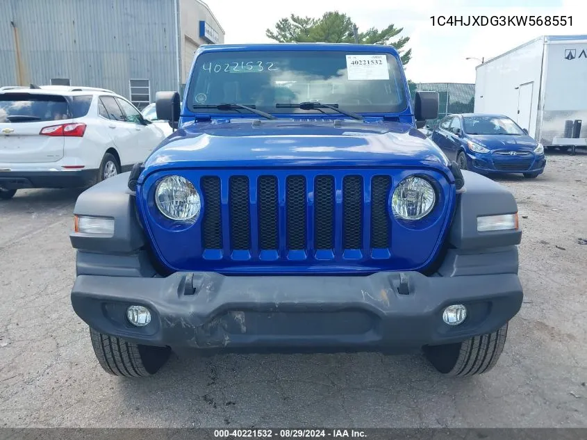 2019 Jeep Wrangler Unlimited Sport S 4X4 VIN: 1C4HJXDG3KW568551 Lot: 40221532