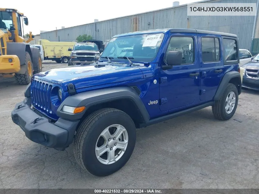 1C4HJXDG3KW568551 2019 Jeep Wrangler Unlimited Sport S 4X4