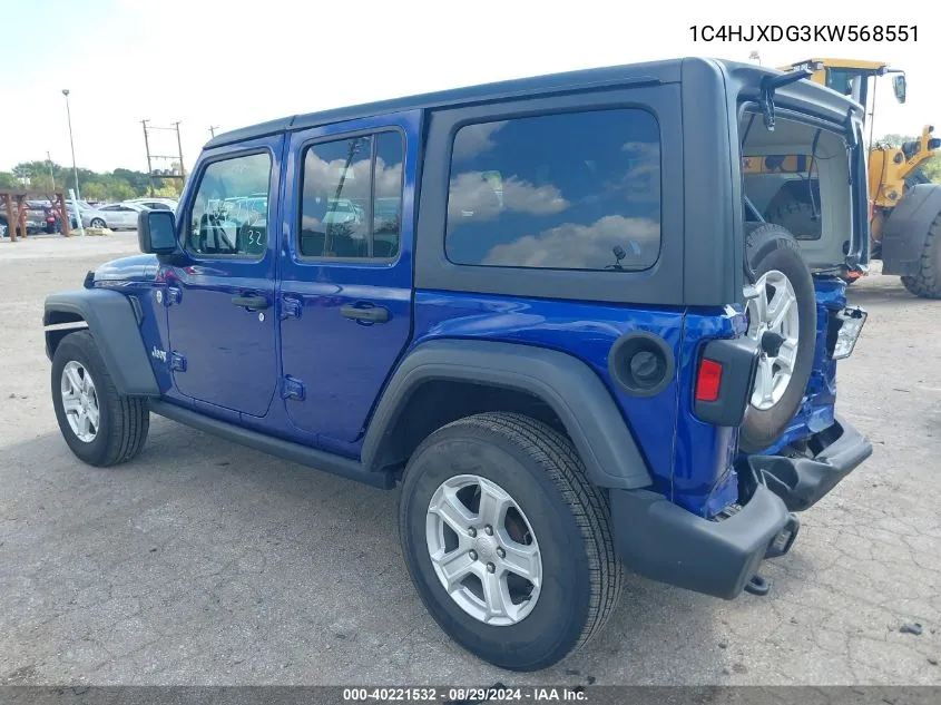 2019 Jeep Wrangler Unlimited Sport S 4X4 VIN: 1C4HJXDG3KW568551 Lot: 40221532