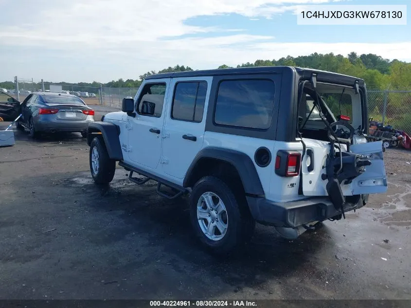 1C4HJXDG3KW678130 2019 Jeep Wrangler Unlimited Sport S 4X4