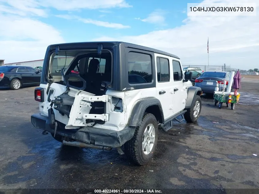 1C4HJXDG3KW678130 2019 Jeep Wrangler Unlimited Sport S 4X4