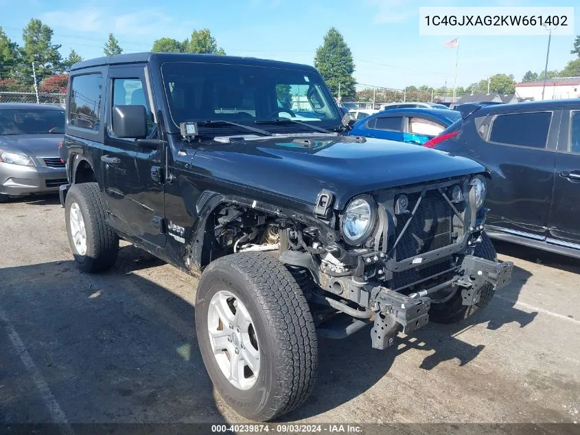 1C4GJXAG2KW661402 2019 Jeep Wrangler Sport S 4X4