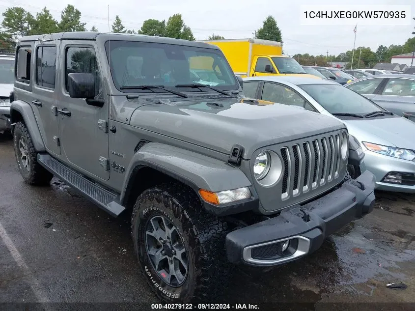 2019 Jeep Wrangler Unlimited Sahara 4X4 VIN: 1C4HJXEG0KW570935 Lot: 40279122