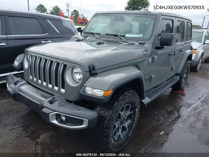 2019 Jeep Wrangler Unlimited Sahara 4X4 VIN: 1C4HJXEG0KW570935 Lot: 40279122