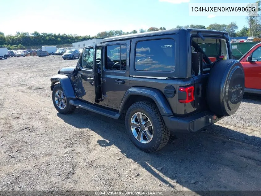 2019 Jeep Wrangler Unlimited Sahara 4X4 VIN: 1C4HJXEN0KW690605 Lot: 40295418