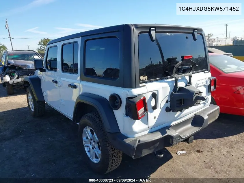 2019 Jeep Wrangler Unlimited Sport S 4X4 VIN: 1C4HJXDG5KW571452 Lot: 40300723