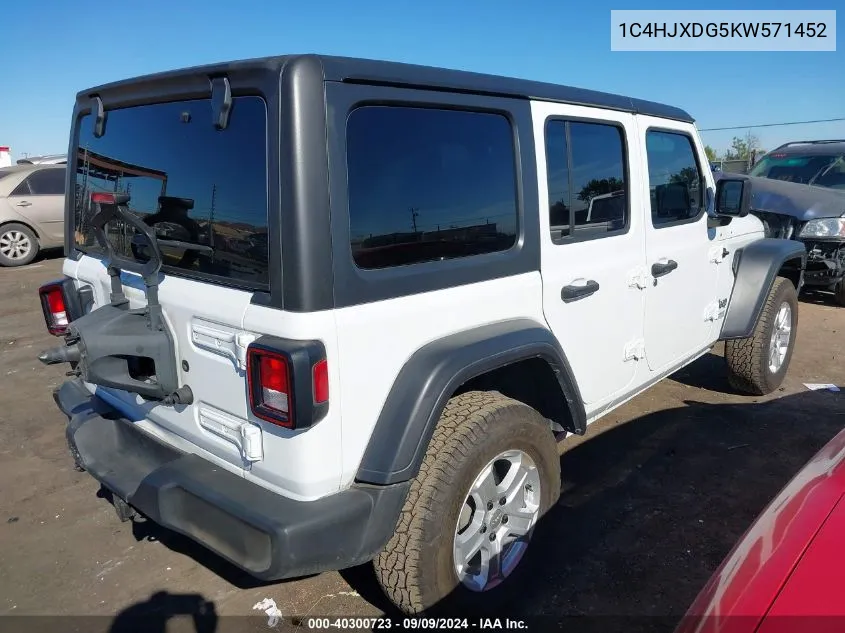 1C4HJXDG5KW571452 2019 Jeep Wrangler Unlimited Sport S 4X4