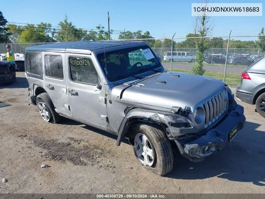 2019 Jeep Wrangler Unlimited Sport VIN: 1C4HJXDNXKW618683 Lot: 40300729