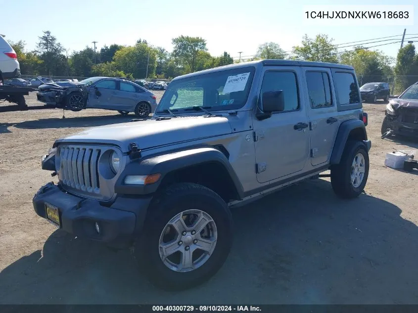 2019 Jeep Wrangler Unlimited Sport VIN: 1C4HJXDNXKW618683 Lot: 40300729