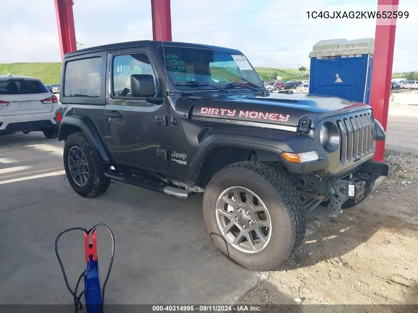 1C4GJXAG2KW652599 2019 Jeep Wrangler Sport