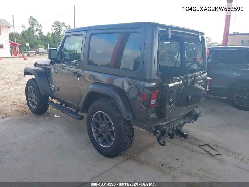 1C4GJXAG2KW652599 2019 Jeep Wrangler Sport