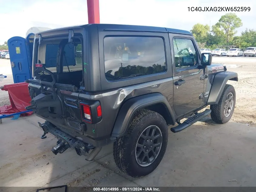 1C4GJXAG2KW652599 2019 Jeep Wrangler Sport