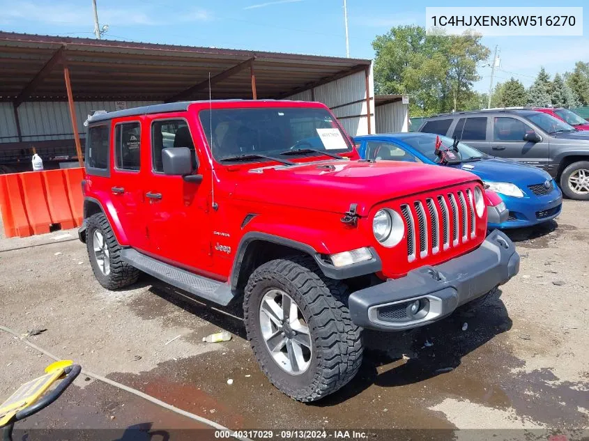 2019 Jeep Wrangler Unlimited Sahara 4X4 VIN: 1C4HJXEN3KW516270 Lot: 40317029