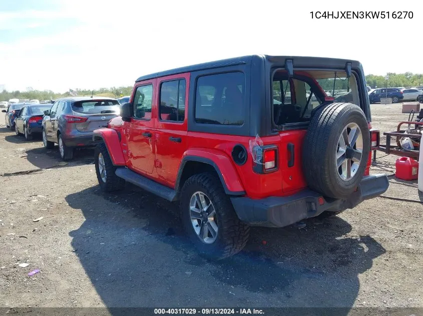 1C4HJXEN3KW516270 2019 Jeep Wrangler Unlimited Sahara 4X4