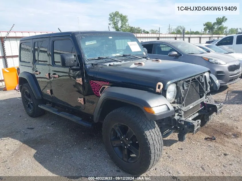 2019 Jeep Wrangler Unlimited Sport Altitude 4X4 VIN: 1C4HJXDG4KW619409 Lot: 40323633