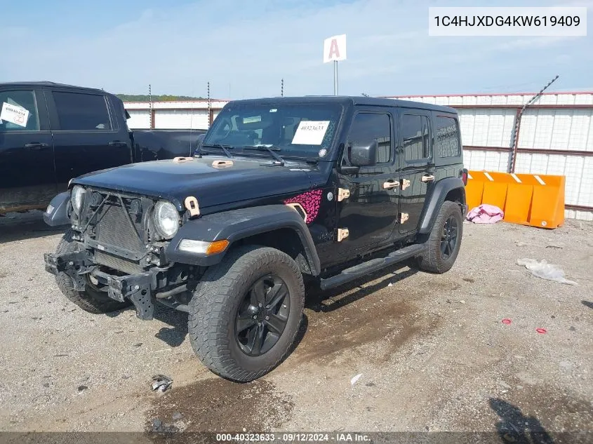 2019 Jeep Wrangler Unlimited Sport Altitude 4X4 VIN: 1C4HJXDG4KW619409 Lot: 40323633