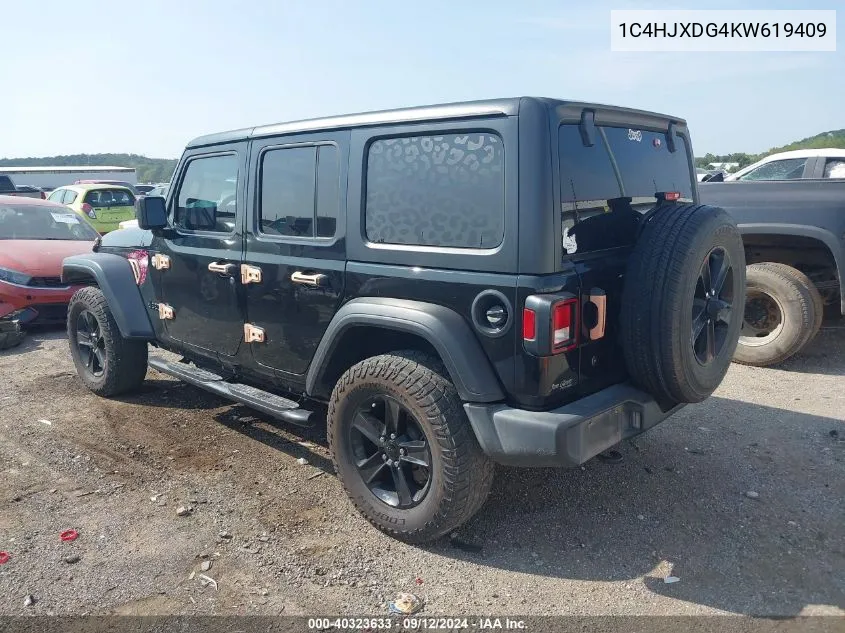 2019 Jeep Wrangler Unlimited Sport Altitude 4X4 VIN: 1C4HJXDG4KW619409 Lot: 40323633