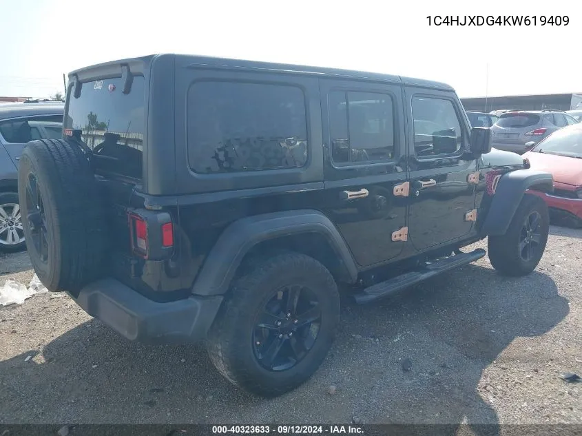 2019 Jeep Wrangler Unlimited Sport Altitude 4X4 VIN: 1C4HJXDG4KW619409 Lot: 40323633