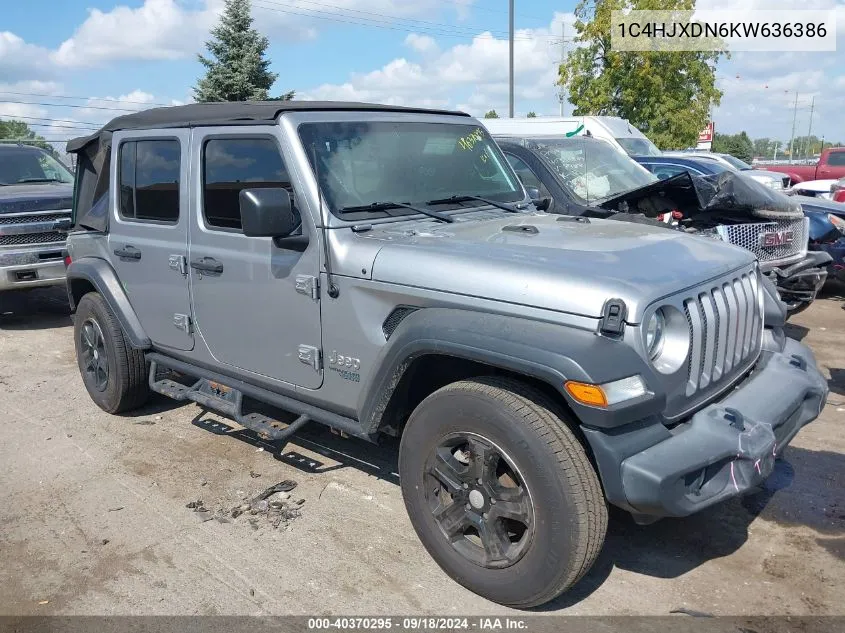 2019 Jeep Wrangler Unlimited Sport VIN: 1C4HJXDN6KW636386 Lot: 40370295