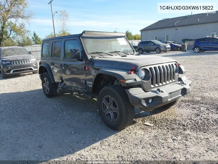 1C4HJXDG3KW615822 2019 Jeep Wrangler Unlimited Sport S 4X4