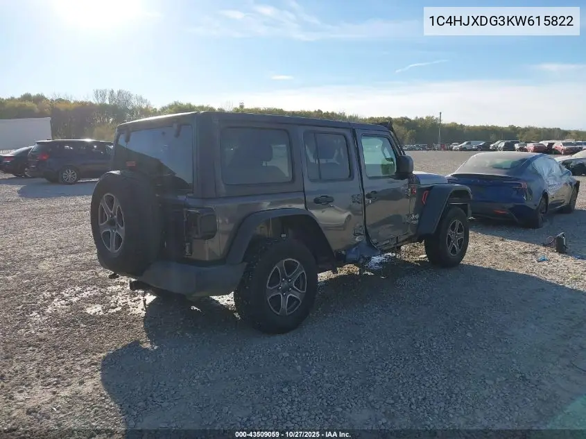 1C4HJXDG3KW615822 2019 Jeep Wrangler Unlimited Sport S 4X4